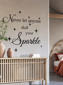 1pc Slogan Graphic Wall Sticker - Black - View 5