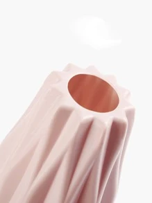 1 件时尚圆柱形浅绿色仿陶瓷塑料花瓶，带人造蒲苇花，北欧风格，质地细腻，适用于家居装饰、客厅、婚礼中心装饰、餐桌装饰、房间装饰、插花礼品套装 - 白色 - 查看 3