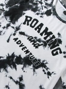 Manfinity Hombres Camiseta de tie dye con estampado de letra - Blanco y Negro - Ver 4