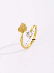 Anillo abierto con diamante de imitación & con adorno de corazón