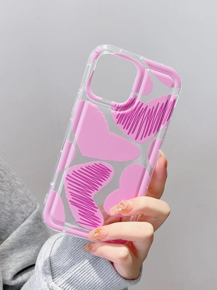 Funda para móvil con patrón de corazón - Rosa - Añade 3