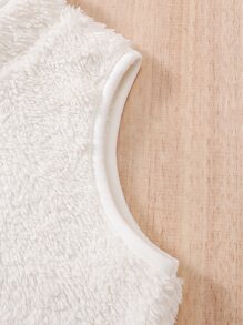 嬰兒拉鏈開襟絨毛外套馬甲 - 白色 - 查看 5