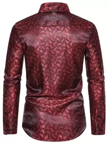 Manfinity Men Paisley Print Button Up Shirt - Burgundy - View 2
