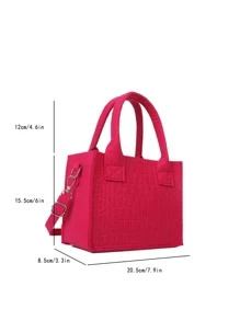 Túi đeo chéo Nữ In cá sấu Có thể điều chỉnh được Đôi tay cầm Mốt - Màu Hồng Tươi - Xem 3