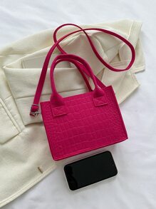 Túi đeo chéo Nữ In cá sấu Có thể điều chỉnh được Đôi tay cầm Mốt - Màu Hồng Tươi - Xem 5