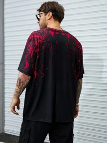 Manfinity LEGND Hombres Camiseta con estampado de letra - Negro - Ver 2