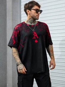 Manfinity LEGND Hombres Camiseta con estampado de letra - Negro - Ver 4