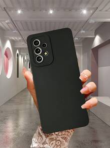 1pc TPU Frosted Black Phone Case Compatible With Samsung, Xiaomi, Redmi, OPPO, INFINIX - Black - View 1