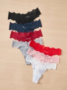 7pack Floral Lace Panty Set Lingerie - Multicolor - View 2