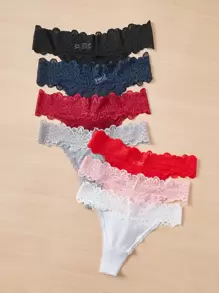 7pack Floral Lace Panty Set Lingerie - Multicolor - View 3