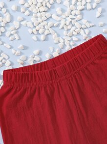 Baby Cherry Print Bow Front Ruffle Trim Top & Frill Hem Shorts - Red and White - View 5