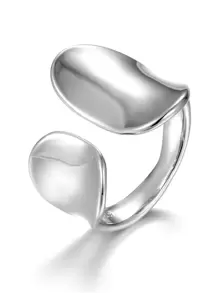 Geometric Design Cuff Silver Ring