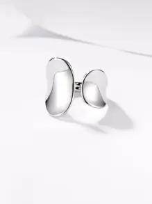 Geometric Design Cuff Silver Ring