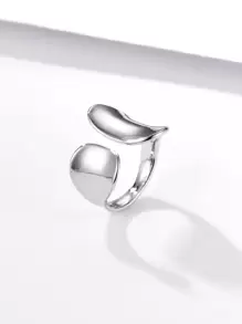 Geometric Design Cuff Silver Ring