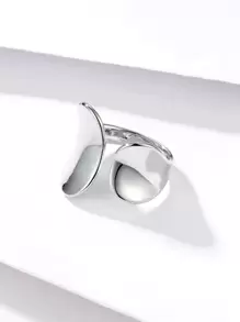 Geometric Design Cuff Silver Ring