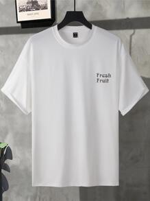 Manfinity Men Fruit & Slogan Graphic Tee - White - View 2