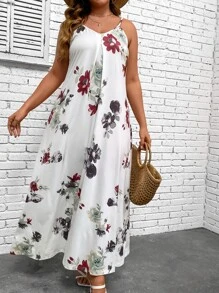 SHEIN Holidaya Plus Floral Print Cami Dress - Multicolor - View 1