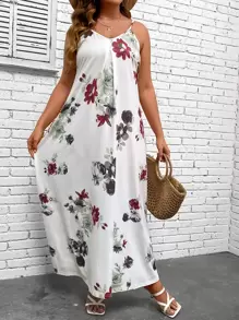 SHEIN Holidaya Plus Floral Print Cami Dress - Multicolor - View 3