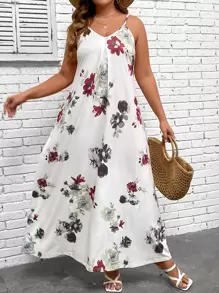 SHEIN Holidaya Plus Floral Print Cami Dress - Multicolor - View 4