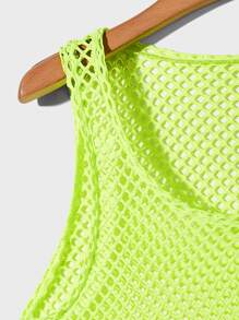 FeverCity Men Neon Lime Hollow Out Tank Top - Lime Green - View 4