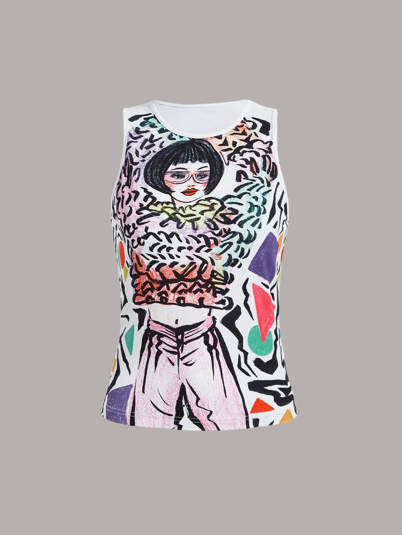 Lulu Yueming Qu Figure Graphic Tank Top - White - View 1