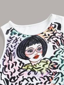Lulu Yueming Qu Figure Graphic Tank Top - White - View 3