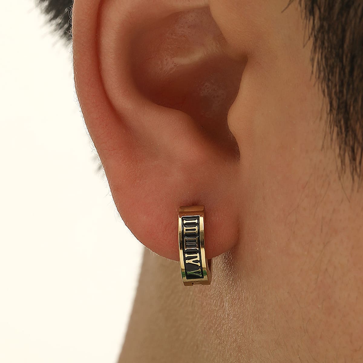 Hombres de moda y populares Pendientes de aro con detalle de números romanos Estilo punk hip pop de acero inoxidable para regalo de joyería y para u