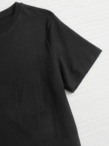 Tobefonseca Cartoon & Slogan Graphic Tee CUTE But PSYCHO,Women Clothes,For Summer, 100% Cotton - Black - View 5