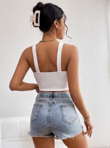 Allurite Solid Bustier Cami Top - White - View 2