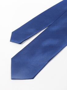Men Diagonal Striped Pattern Tie - Blue - View 6