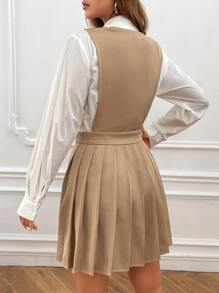 SHEIN EZwear 素色百褶背帶洋裝無襯衫