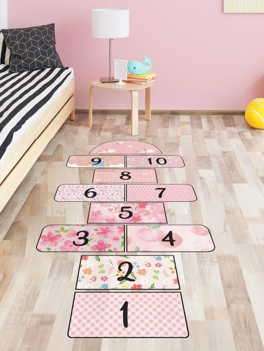 2 件花卉和数字图案地板贴纸复活节 - 彩色 - 查看 1