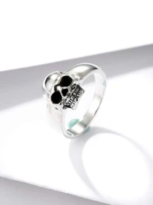 Hombres Anillo con diseño de cráneo plata - Plata antigua - Ver 3