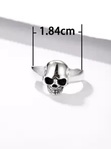 Hombres Anillo con diseño de cráneo plata - Plata antigua - Ver 4