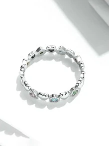 方晶鋯石愛心裝飾銀婚戒適合女士新娘婚禮精細首飾類