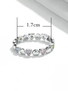 方晶鋯石愛心裝飾銀婚戒適合女士新娘婚禮精細首飾類