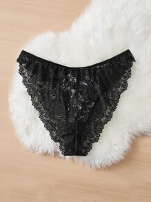 Plus Leopard Contrast Lace Panty - Multicolor - View 2