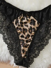 Plus Leopard Contrast Lace Panty - Multicolor - View 4