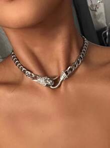 Chuỗi vòng cổ trang trí rắn Rhinestone - Bạc - Xem 1