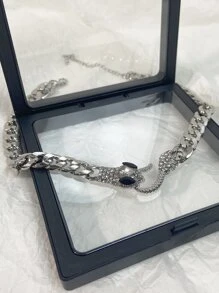 Chuỗi vòng cổ trang trí rắn Rhinestone - Bạc - Xem 5