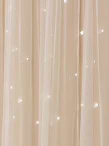 1pc Hollow Star Lace Double-Layer Curtain - Beige - View 5