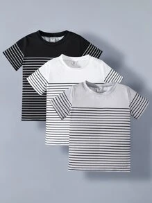 Toddler Boys 3pcs Striped Print Tee - Multicolor - View 1