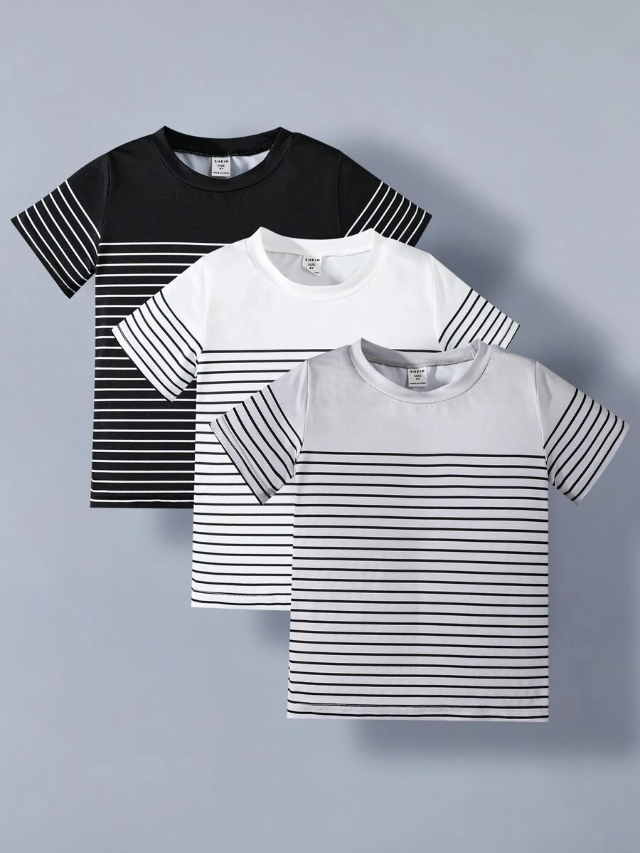 Toddler Boys 3pcs Striped Print Tee - Multicolor - View 1