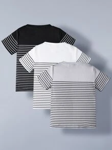 Toddler Boys 3pcs Striped Print Tee - Multicolor - View 2