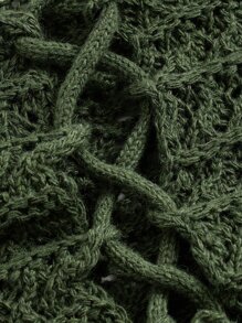 ROMWE Summer Crochet Beach Holiday Solid Tie Back Knit Top