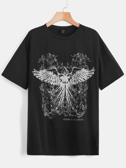 Camiseta de hombros caídos con slogan & con estampado de ala