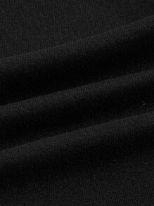 ROMWE Goth Contrast Lace Flounce Sleeve Peplum Blouse - Black - View 3