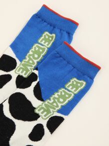奶牛圖案中筒襪 - 彩色 - 查看 3