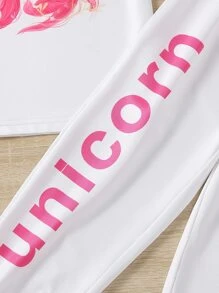 Toddler Girls Unicorn & Letter Graphic PJ Set - White - View 4