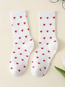 Heart Pattern Crew Socks, Fall Socks - Multicolor - View 1